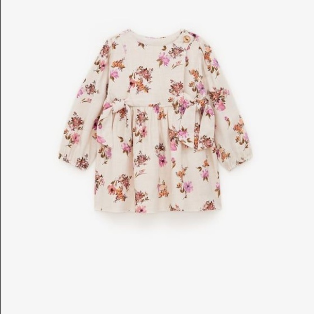 Zara cream floral pinafore style dress 12/18m